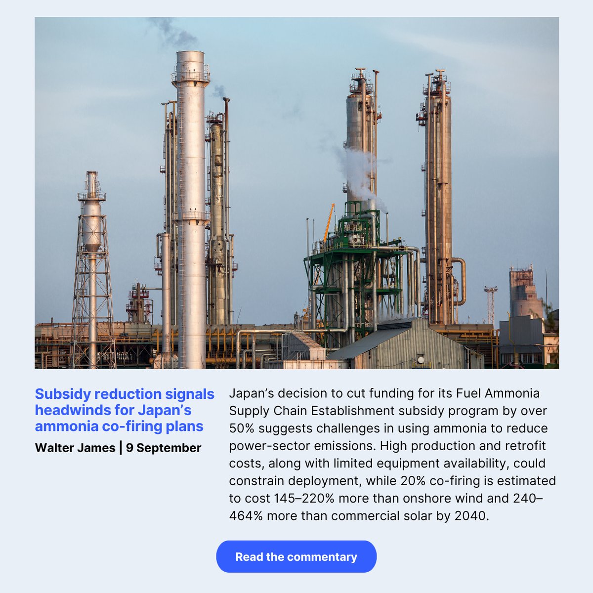 Subsidy reduction signals headwinds for Japan’s ammonia co-firing plans