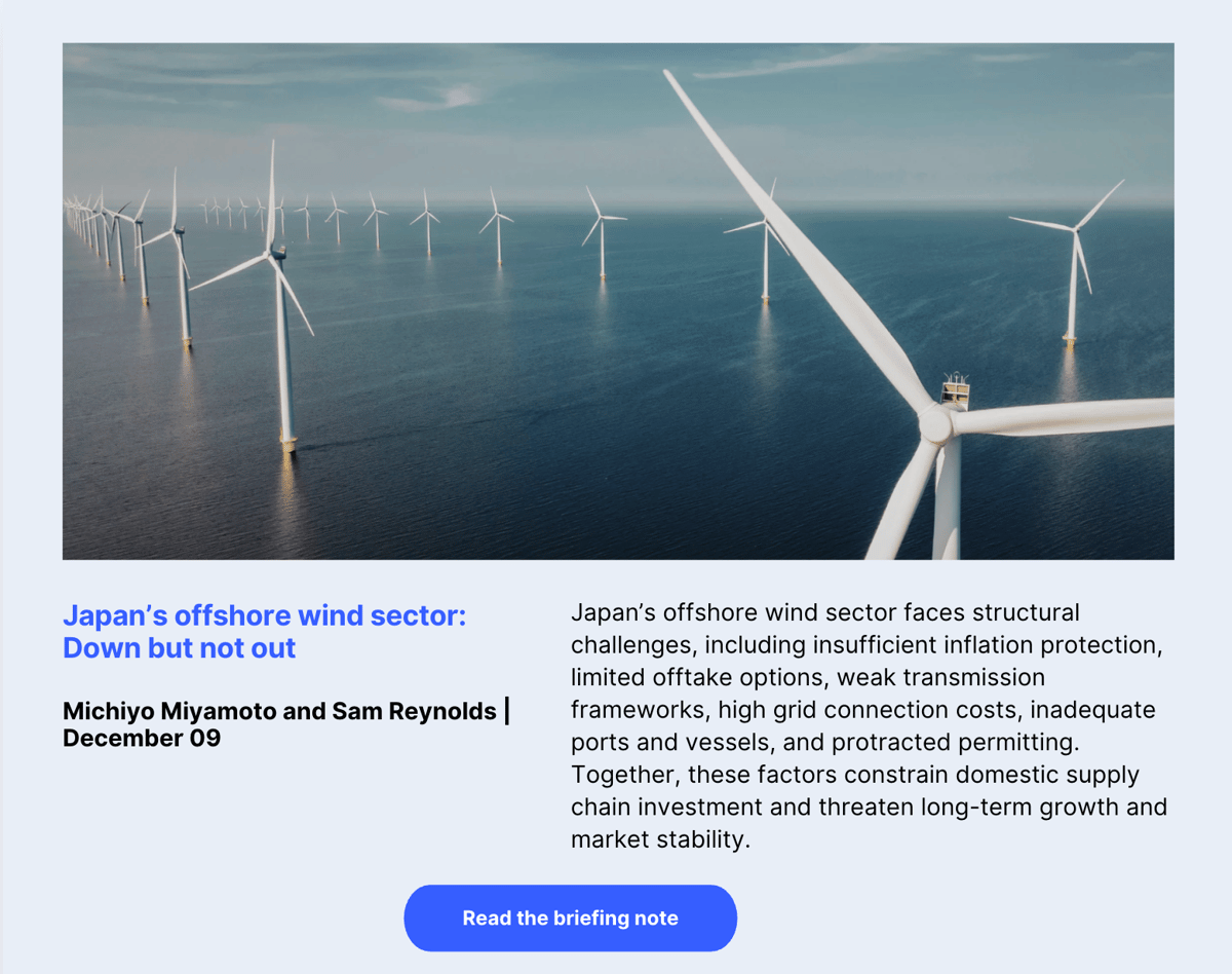 Japan's offshore wind sector: Down but not out